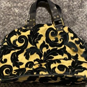 Cynthia Rowley jacquard velour bag navy & beige